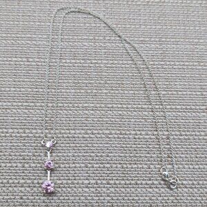 18 Inch Sterling Silver Triple Pink Cubic Zirconia Necklace A5720